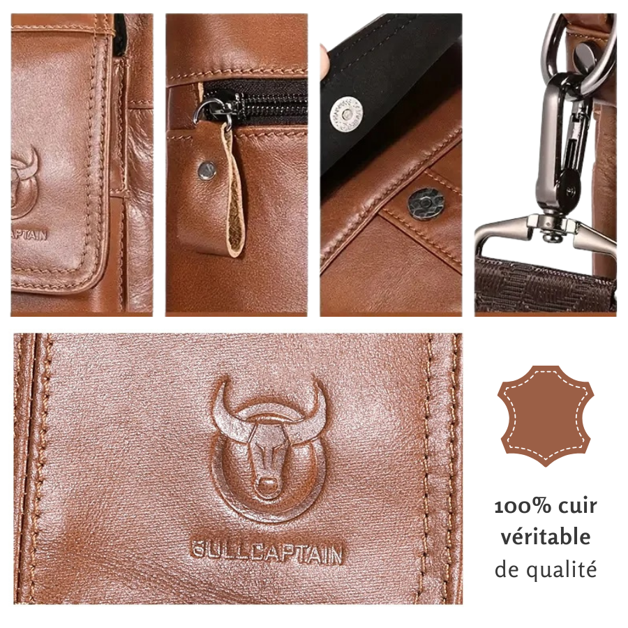 Sacoche Cuir Marron Homme