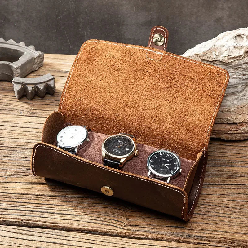 Boitier de montre en cuir 3 montres