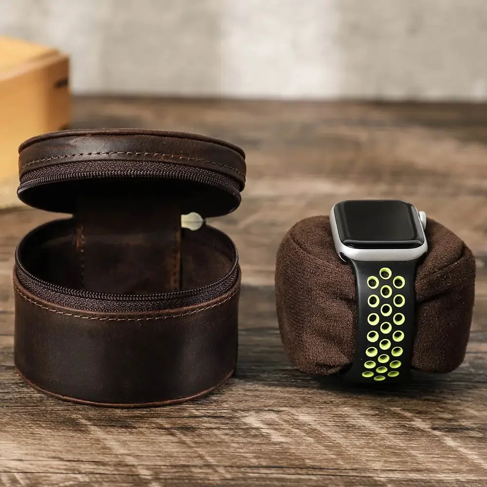 Boîtier de voyage pour montre en cuir