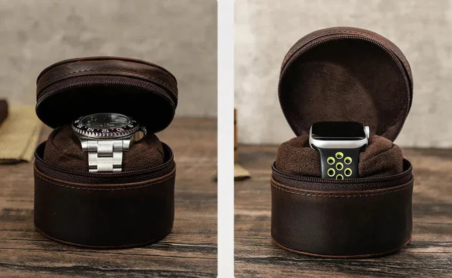 Boîtier de voyage pour montre en cuir