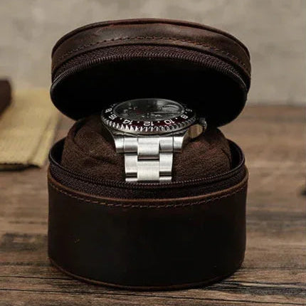 Boîtier de voyage pour montre en cuir