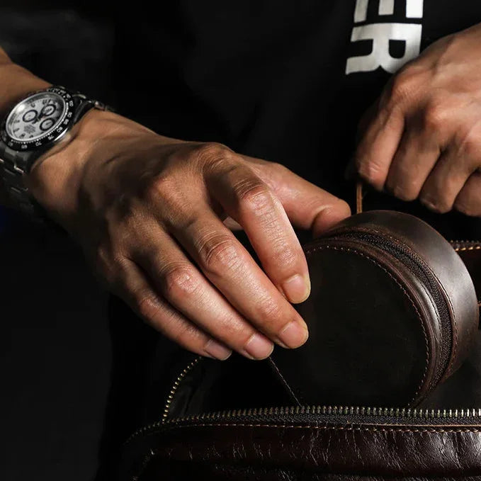 Boîtier de voyage pour montre en cuir