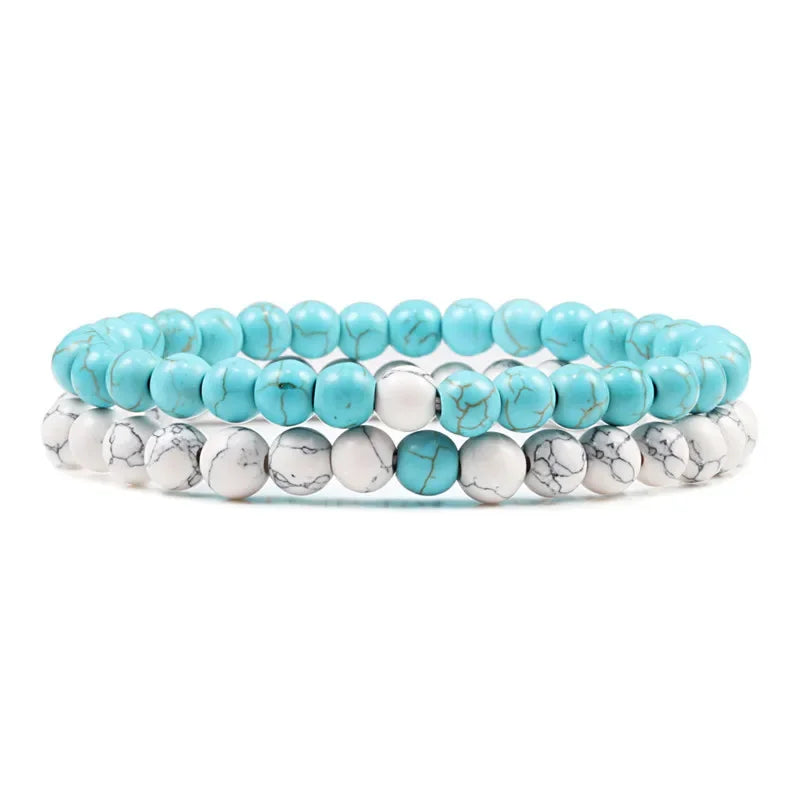 Bracelet homme perle blanc et bleu