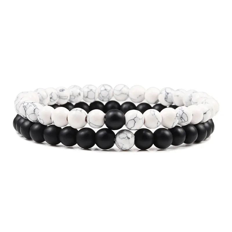 Bracelet homme perle noir et blanc