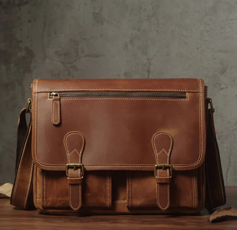 Cartable homme en cuir marron