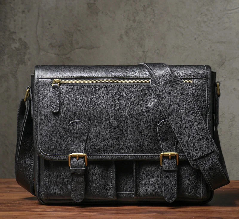 Cartable homme en cuir noir