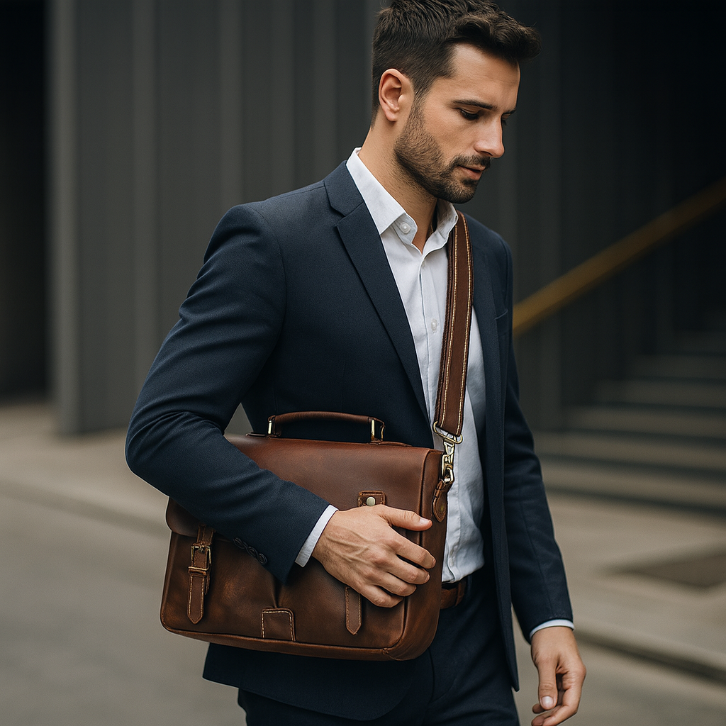 cartable pour homme cuir marron