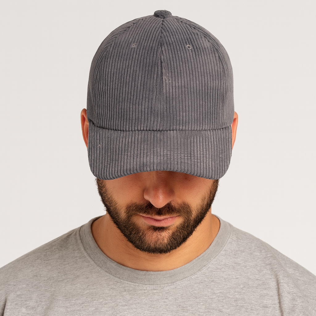 casquette homme en velours gris