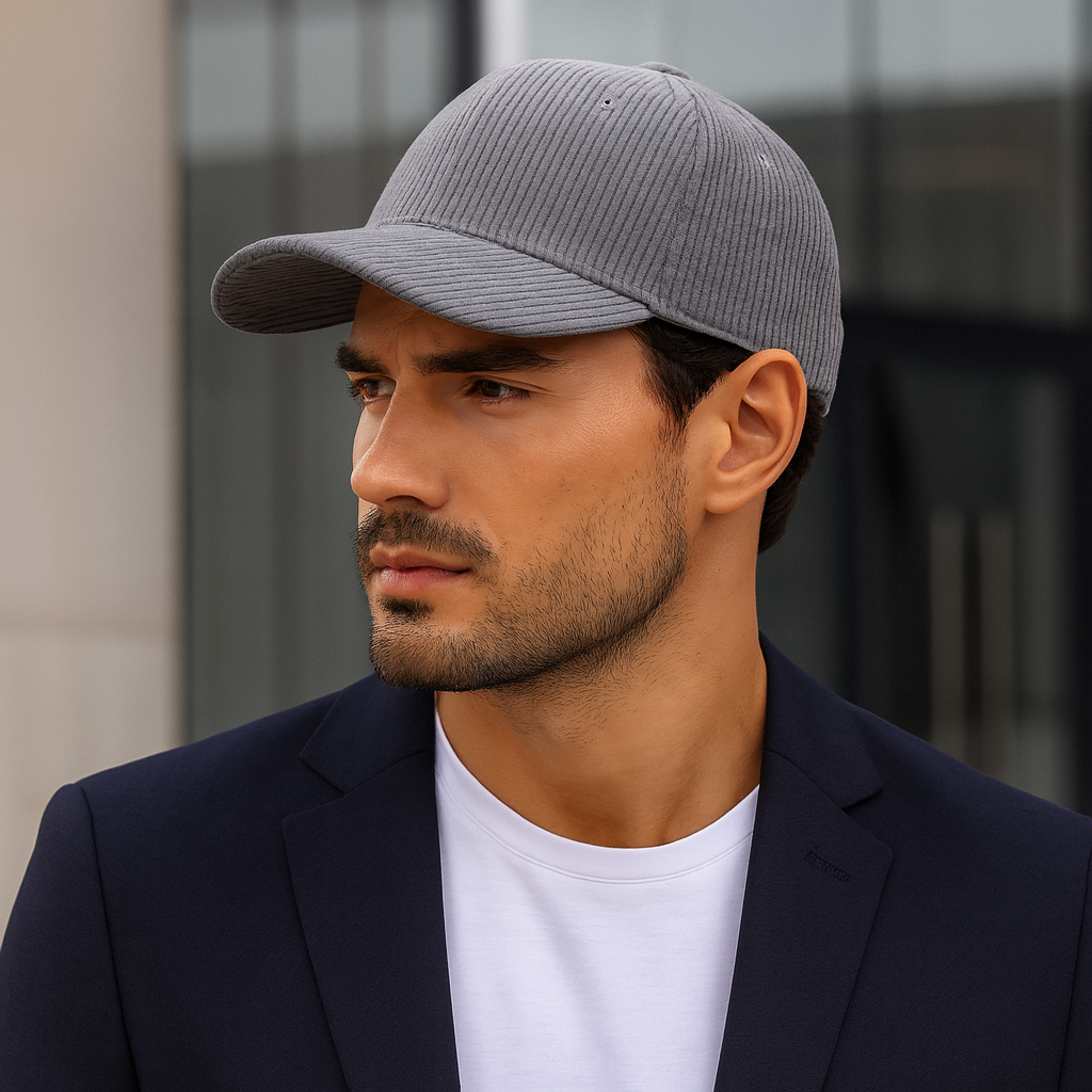 casquette homme en velours grise