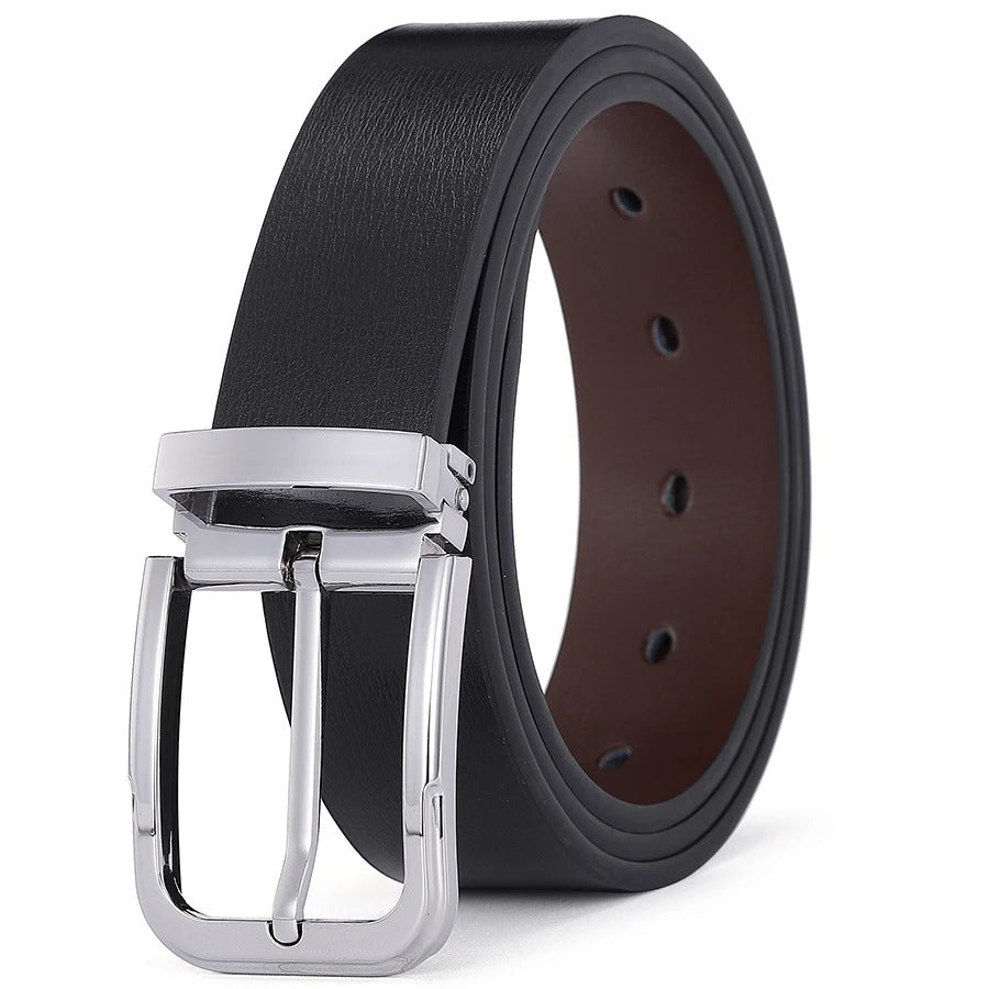 Ceinture en cuir homme finition mate et boucle arrondie / 105 cm
