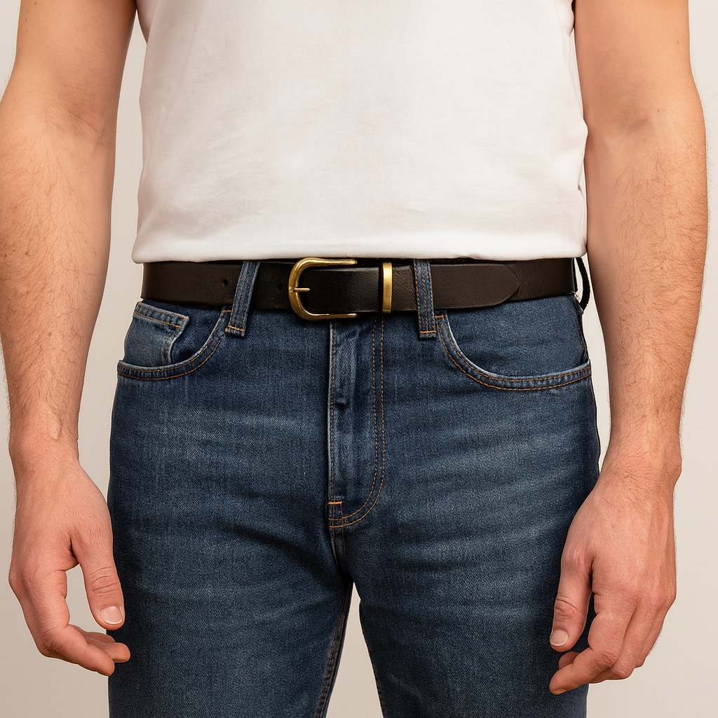 Ceinture homme cuir véritable noir / 105cm