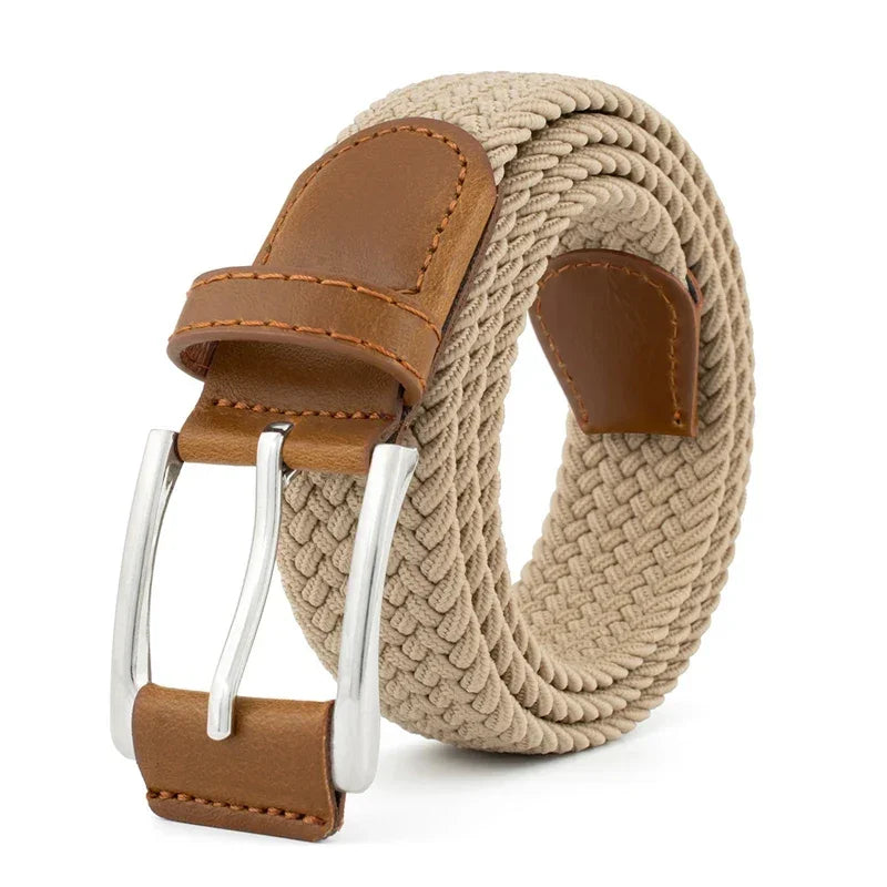 Ceinture tressée homme beige