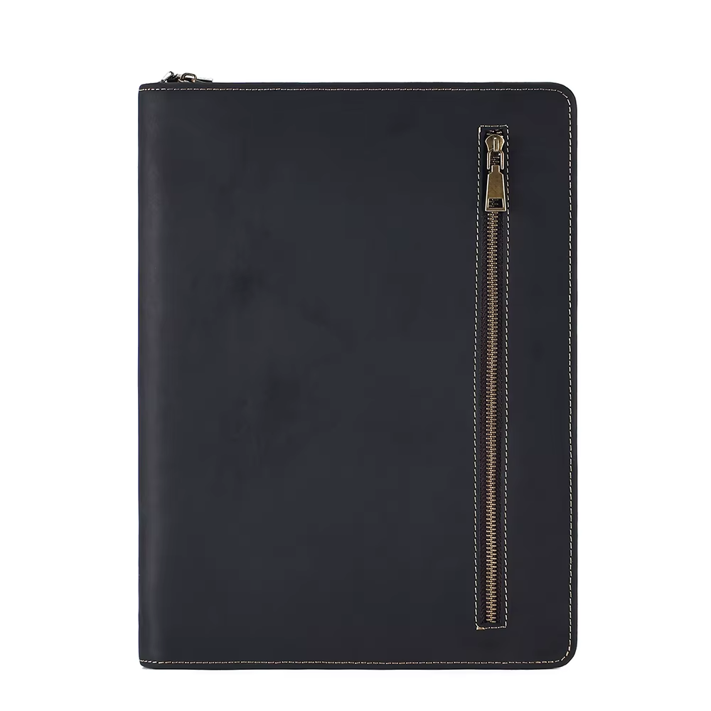 Conférencier en cuir pour homme noir