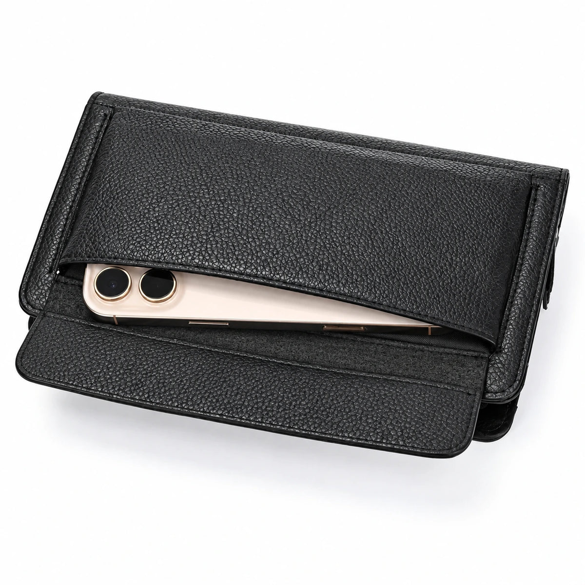 Pochette Cuir Grainé Homme Simple Zip