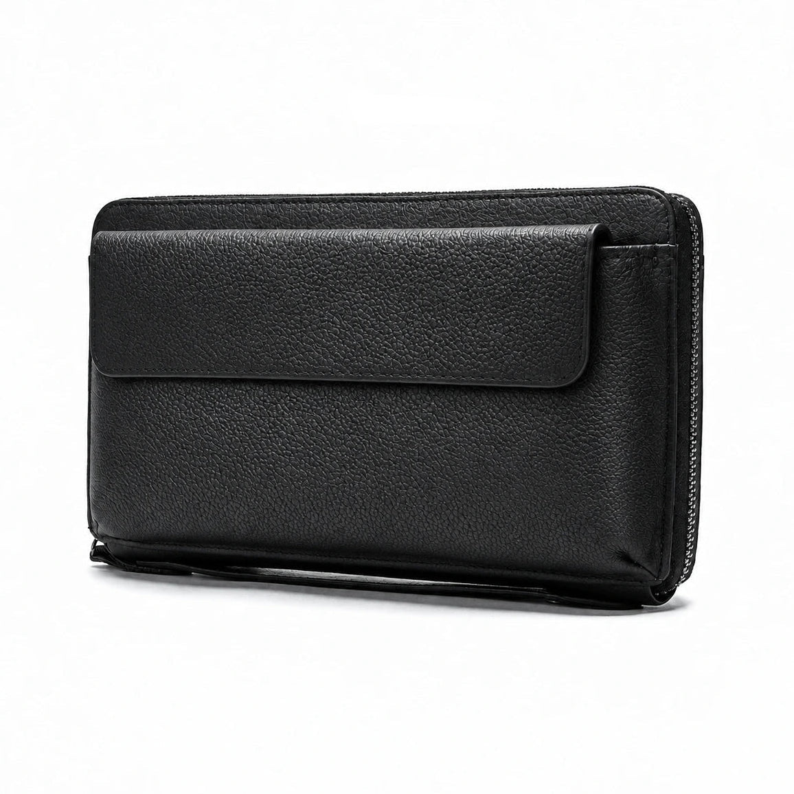 Pochette Cuir Grainé Homme Simple Zip