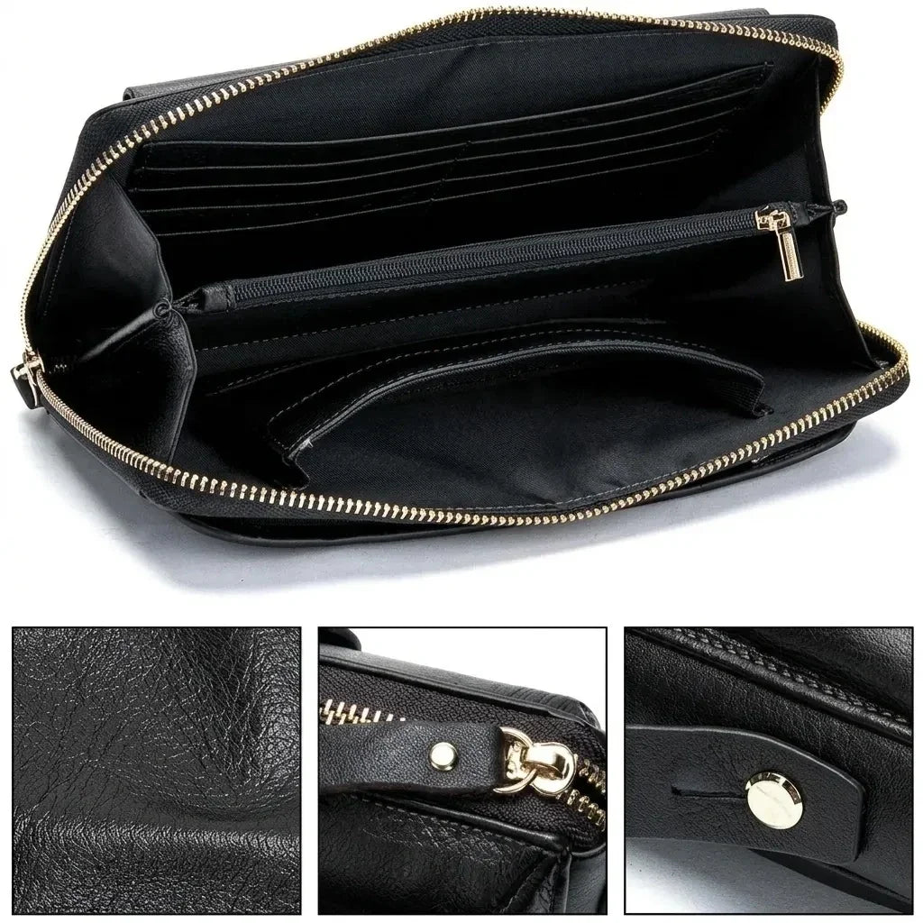 Pochette Cuir Grainé Homme Simple Zip