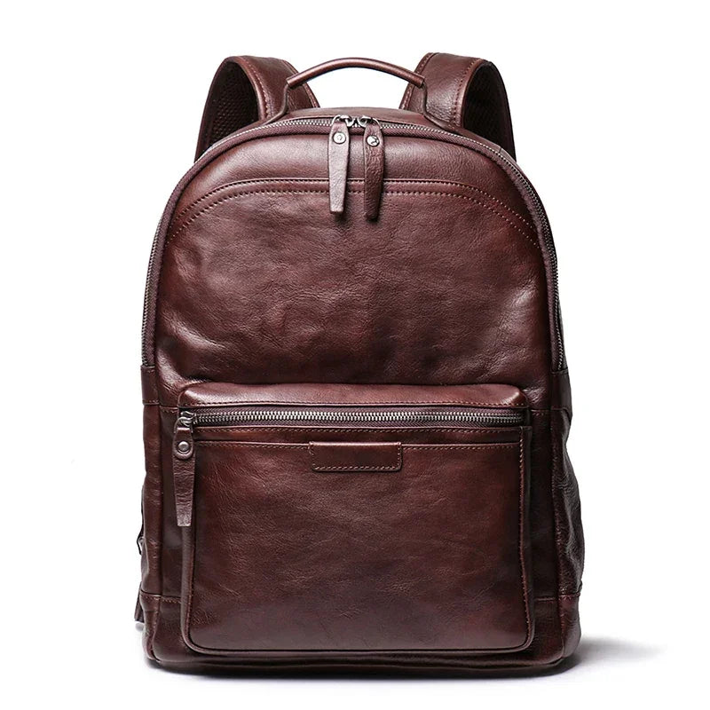 Petit sac à dos en cuir pour homme marron foncé