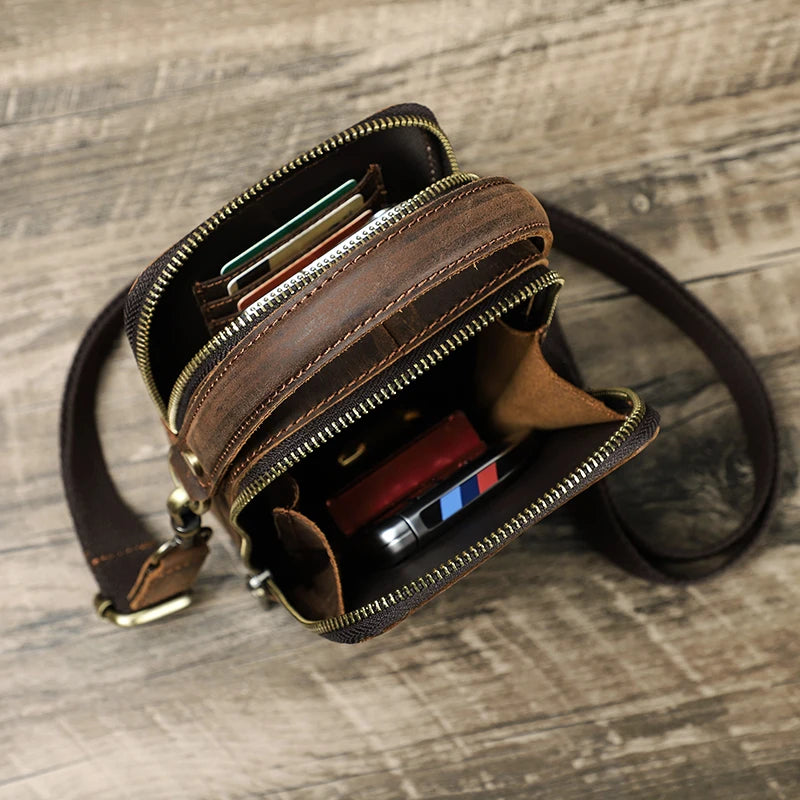 Petite sacoche bandoulière cuir homme