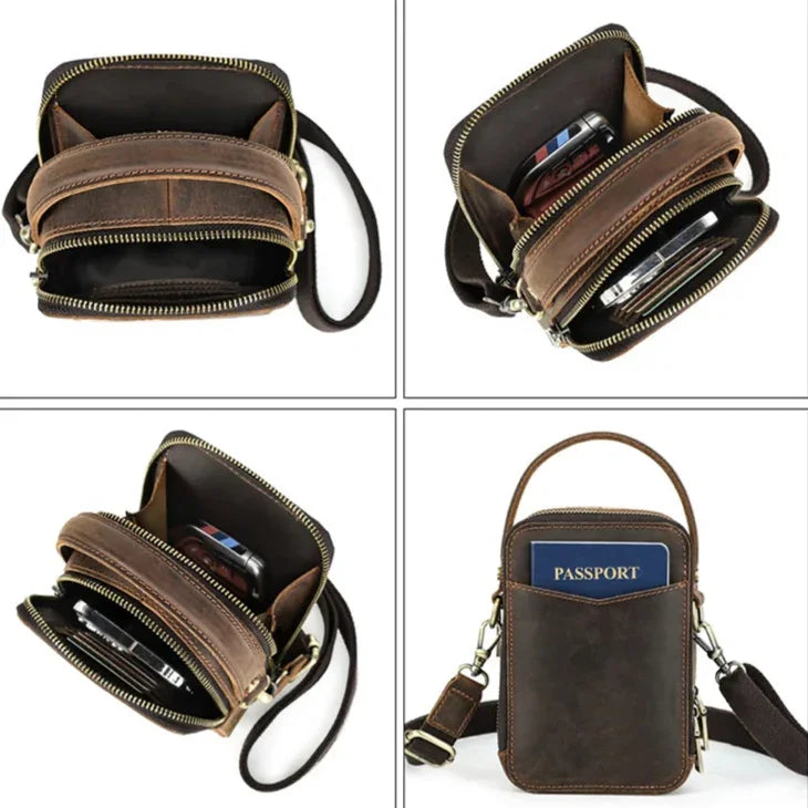 Petite sacoche bandoulière cuir homme