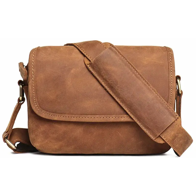 Petite sacoche cuir homme marron