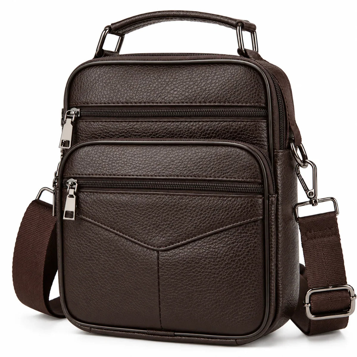 Petite sacoche homme cuir marron foncé