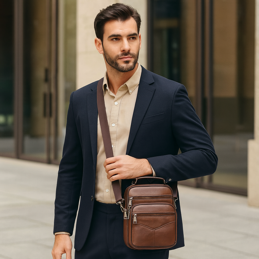 petite sacoche homme cuir élégante marron