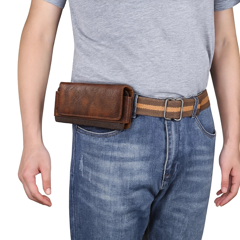 Pochette ceinture en cuir pour homme