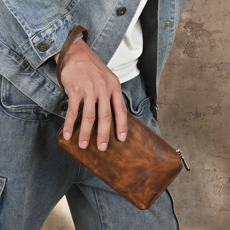 Pochette en cuir homme