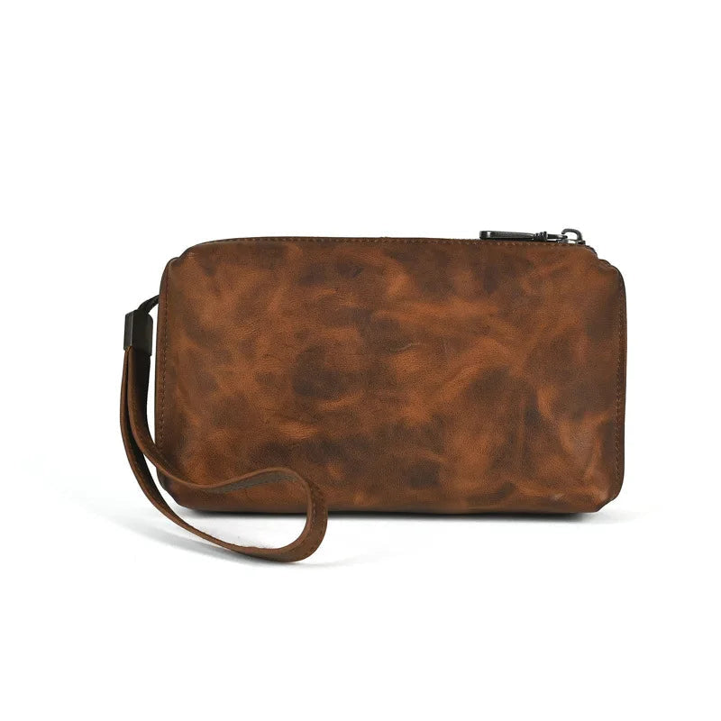 Pochette en cuir homme marron