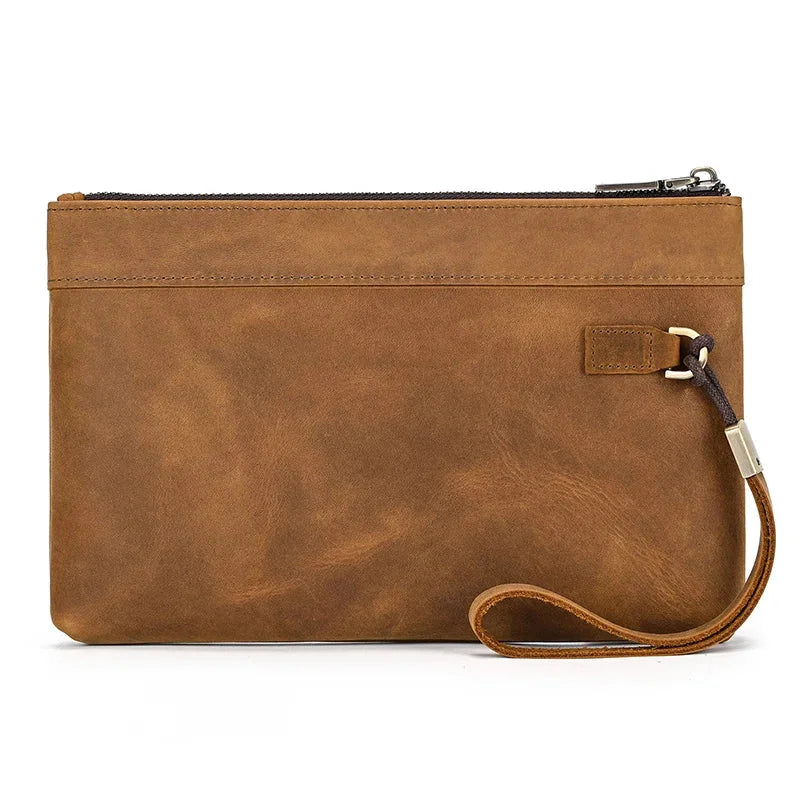 Pochette en cuir pour homme marron