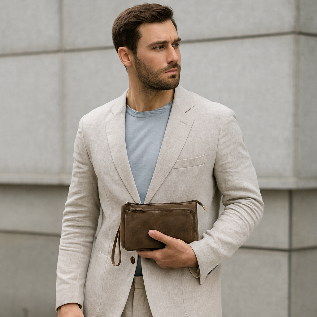 pochette homme en cuir élégante