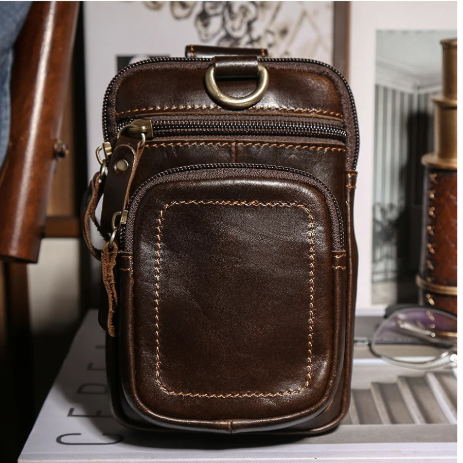 Pochette homme en cuir pour ceinture