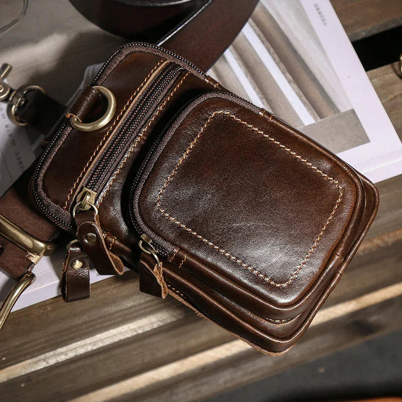 Pochette homme en cuir pour ceinture