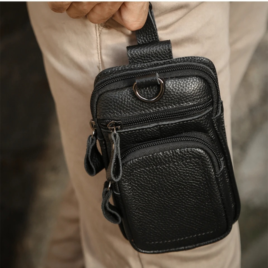 Pochette homme en cuir pour ceinture