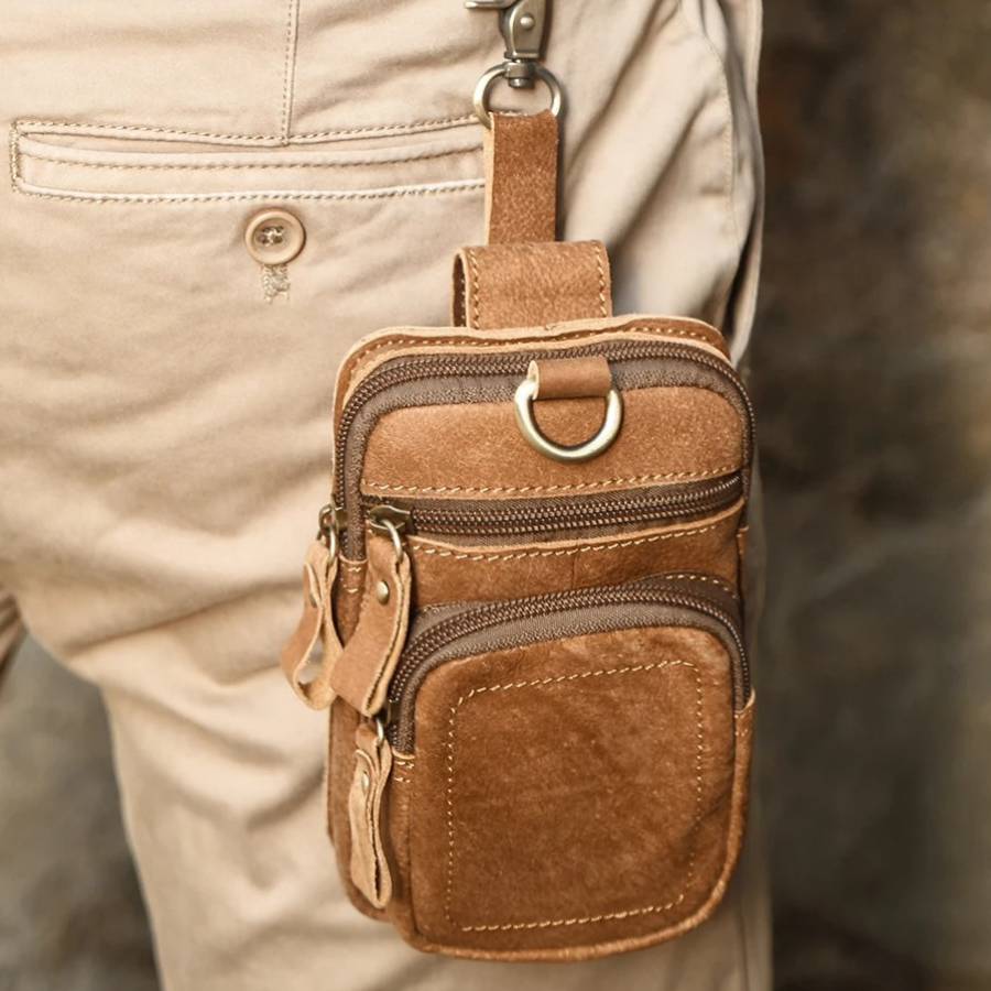 Pochette homme en cuir pour ceinture