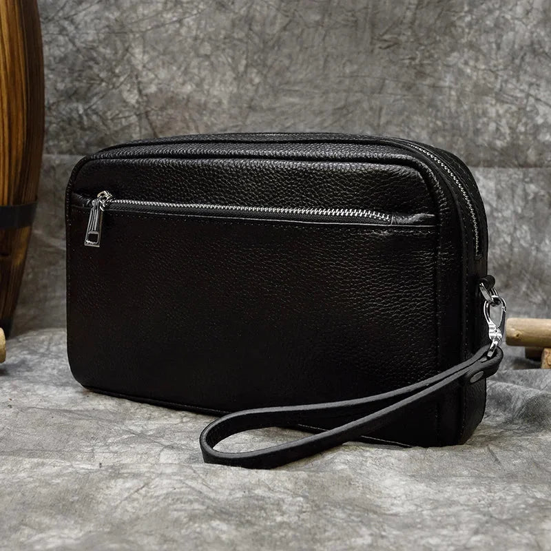 Pochette pour homme cuir noir