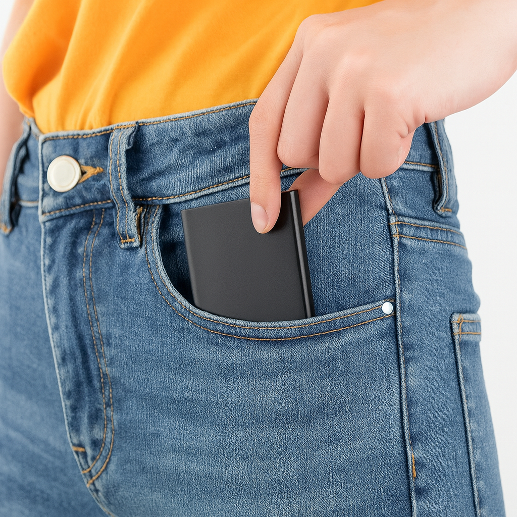 Porte carte aluminium homme noir