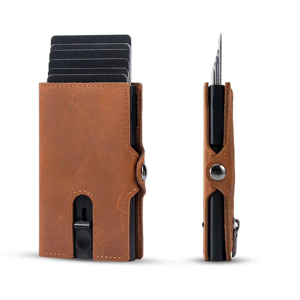 Porte carte rfid homme marron clair