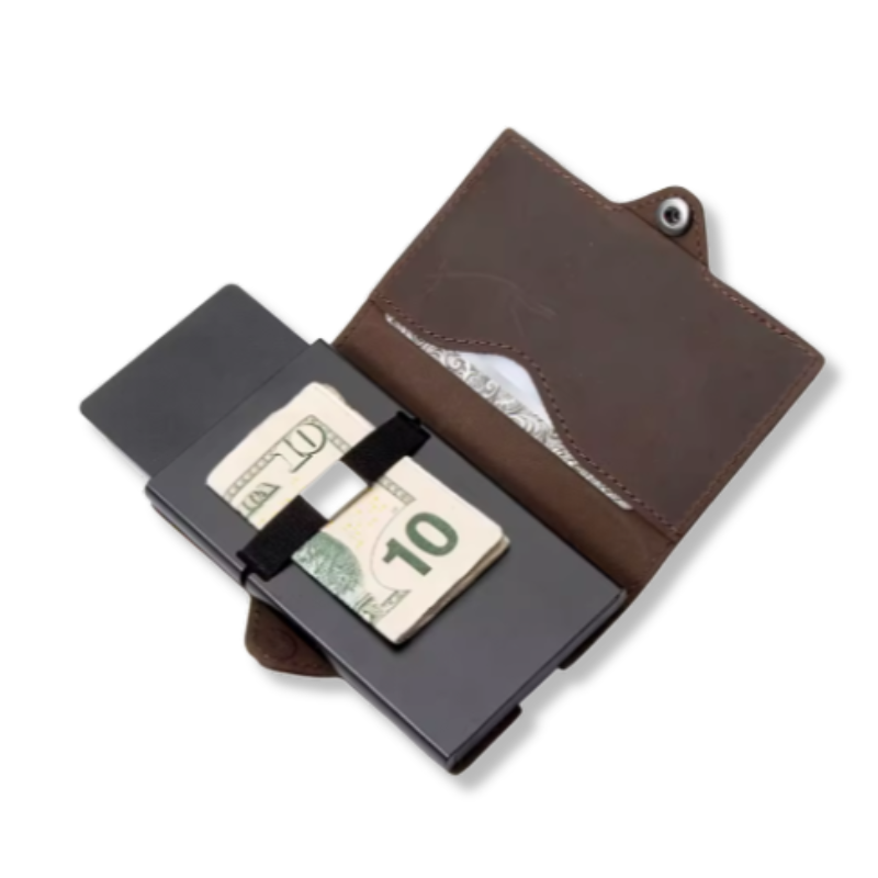 Porte carte rfid homme marron fonce