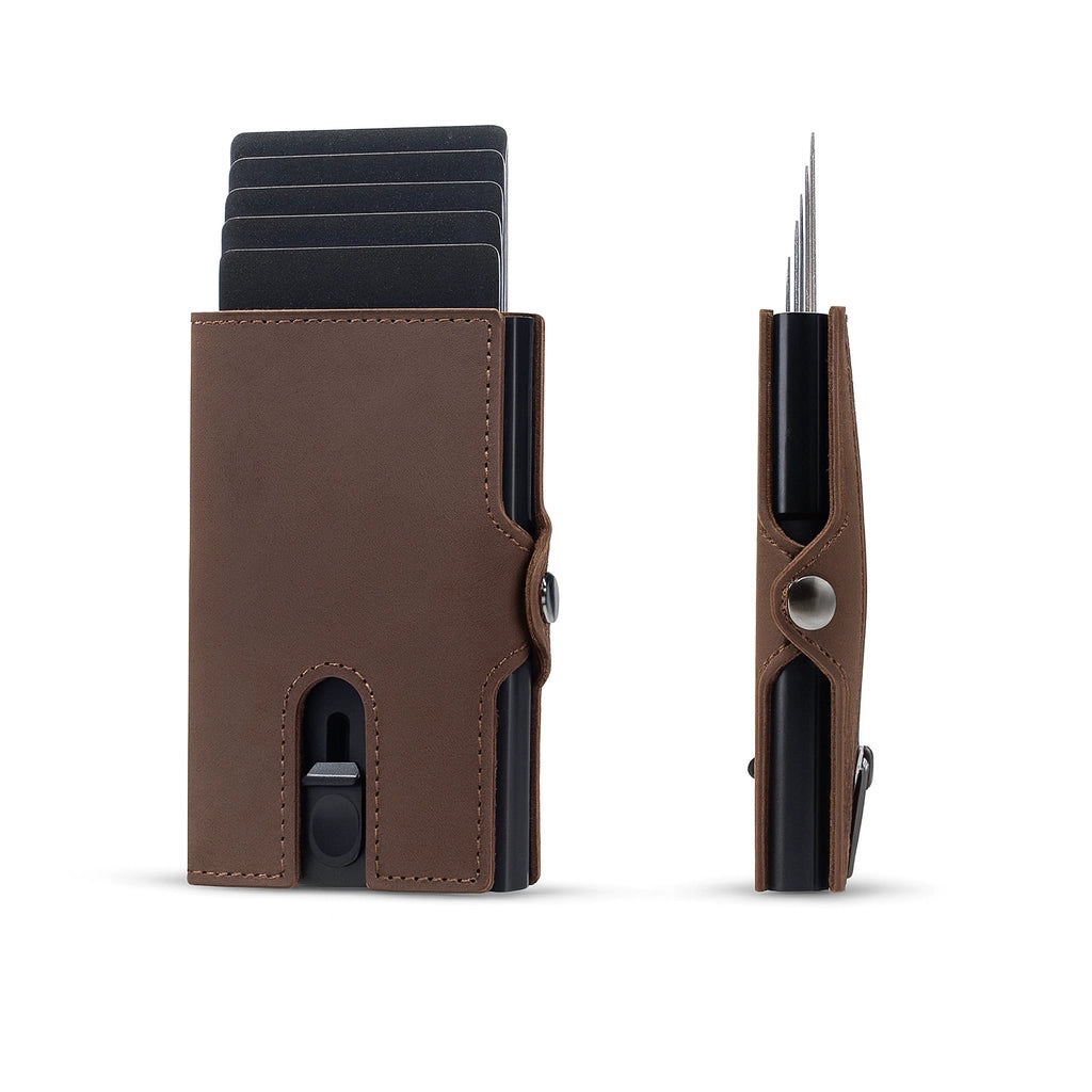 Porte carte rfid homme marron foncé