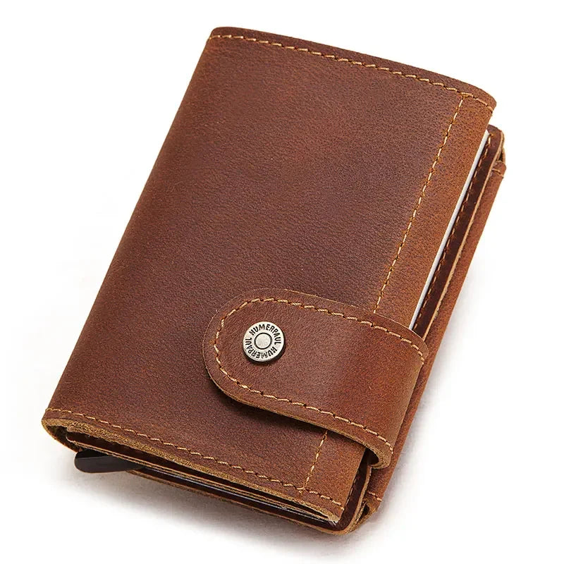 Porte-cartes rfid homme en cuir marron