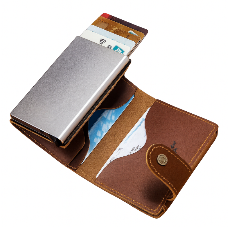 porte cartes rfid homme en cuir marron