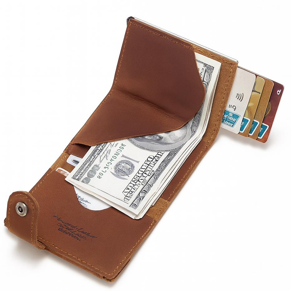 porte cartes rfid homme en cuir marron