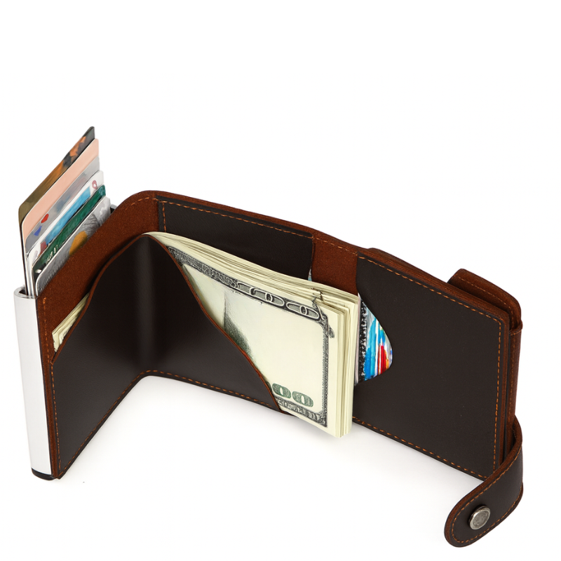 porte cartes rfid homme en cuir marron fonce