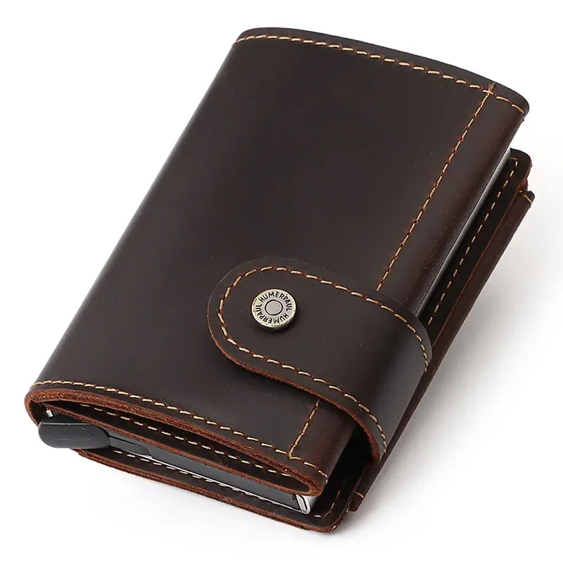 Porte-cartes rfid homme en cuir marron foncé