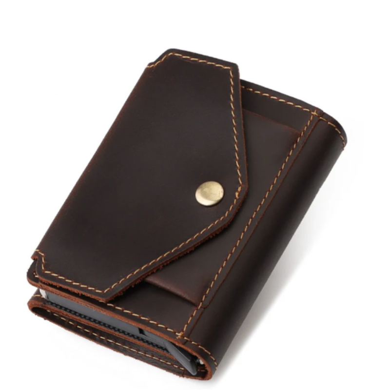 porte cartes rfid homme en cuir marron fonce