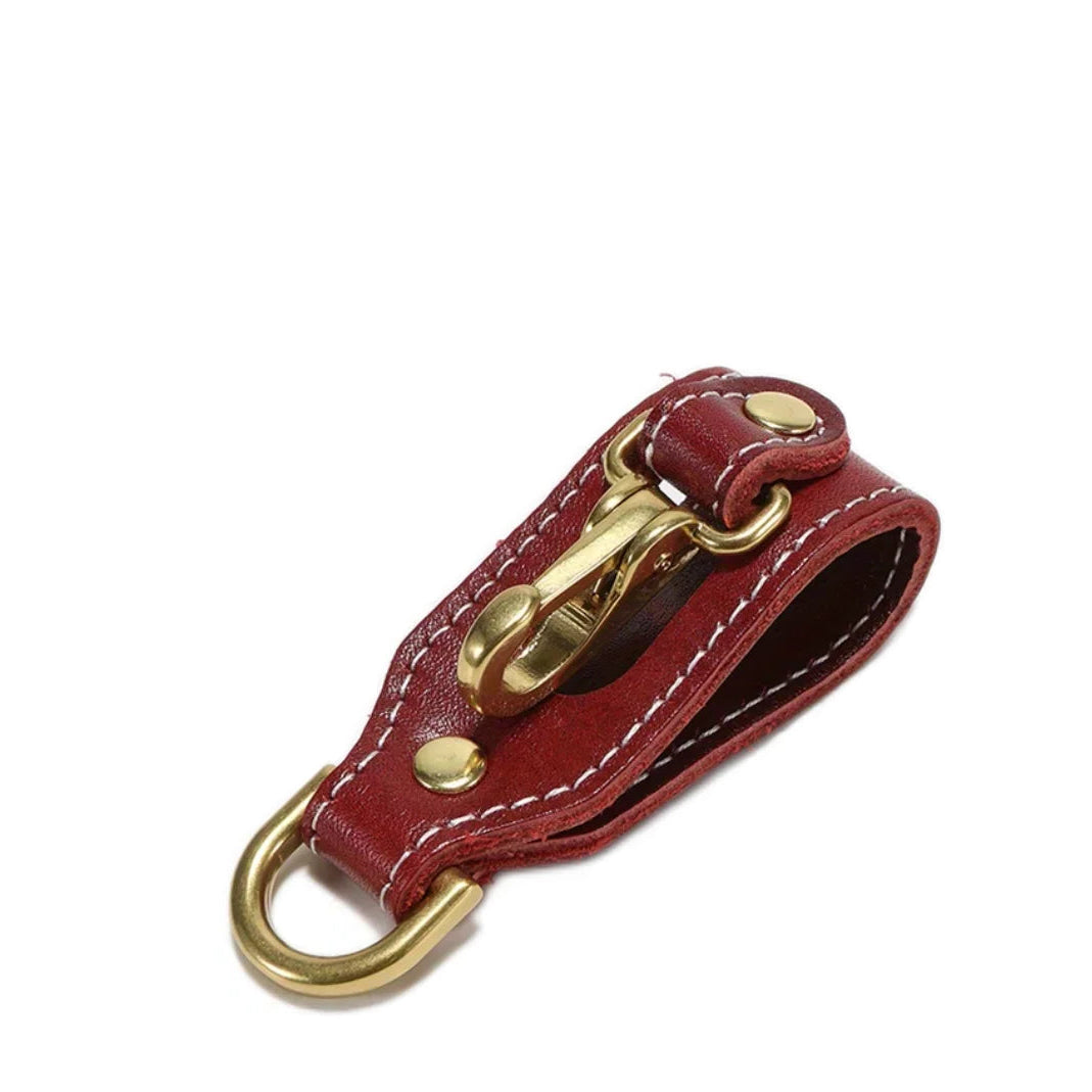 Porte-clés ceinture pour homme en cuir rouge