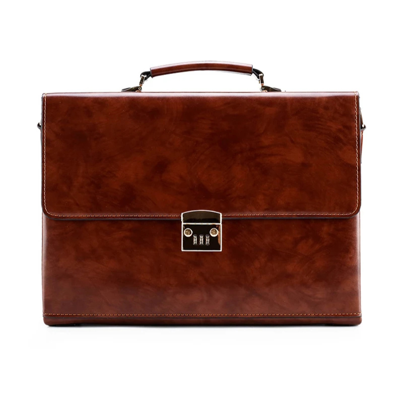 Porte-document luxe à serrure marron