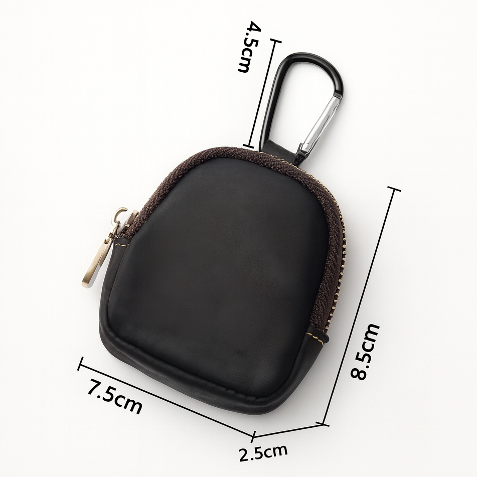 porte monnaie porte cles multifonctions en cuir noir