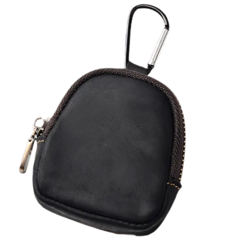 porte monnaie porte cles multifonctions en cuir noir